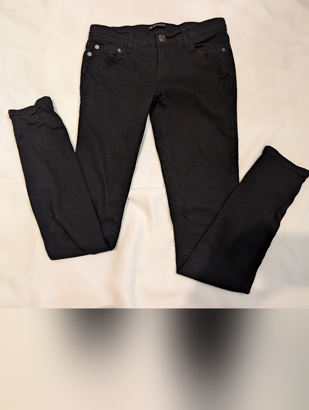 Black Jeans, Silver Crush, Stretch, Size 1/2